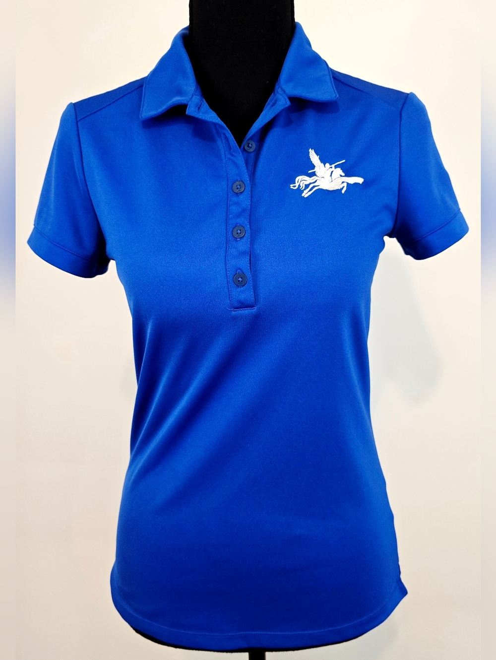 Nike Golf Dri-FIT Polo Blue Pegasus Logo Athletic Top Sz S Athleisure Dri-FIT